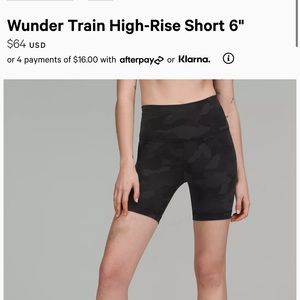 Lululemon Wunder Train High Rise Short 6"